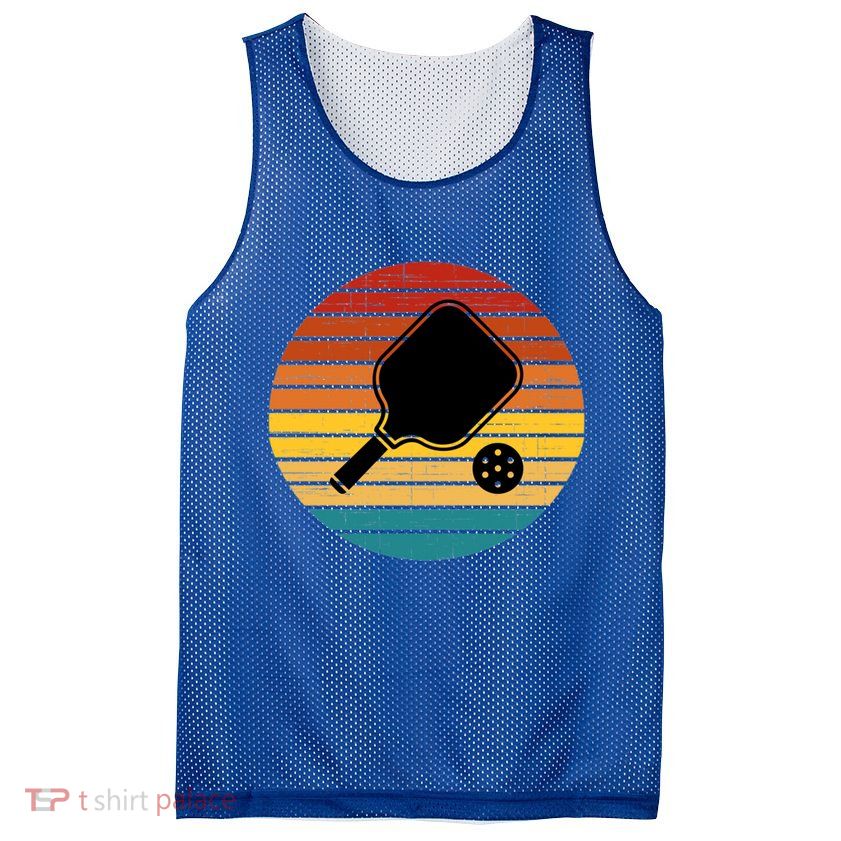 Funny Pickleball Retro Sunset Gift Mesh Reversible Basketball Jersey Tank