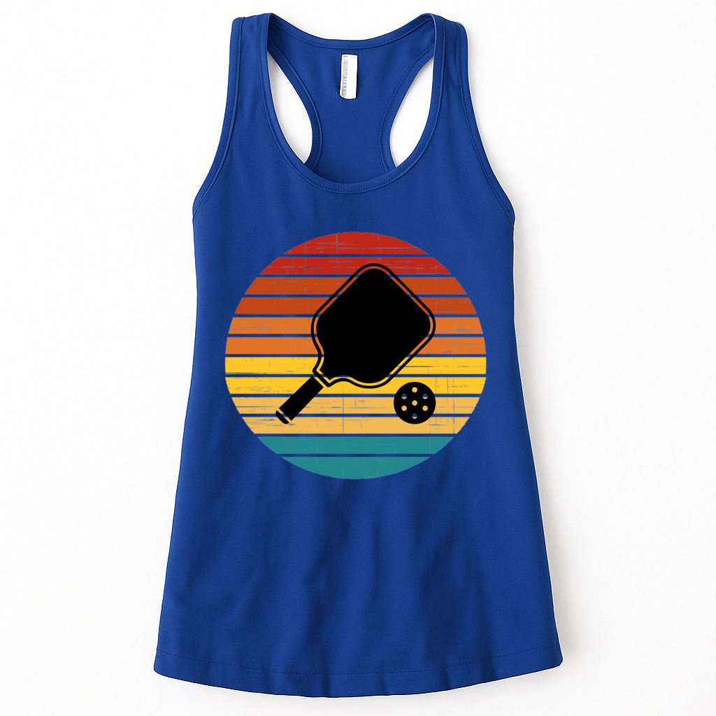Funny Pickleball Retro Sunset Gift Womens Tank Top