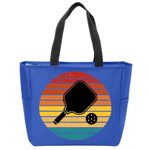 Funny Pickleball Retro Sunset Gift Zip Tote Bag