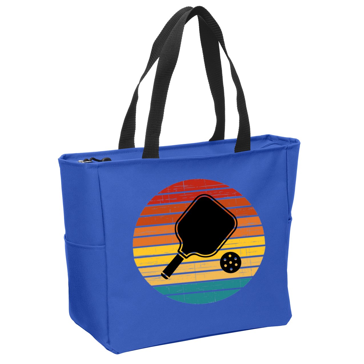 Funny Pickleball Retro Sunset Gift Zip Tote Bag