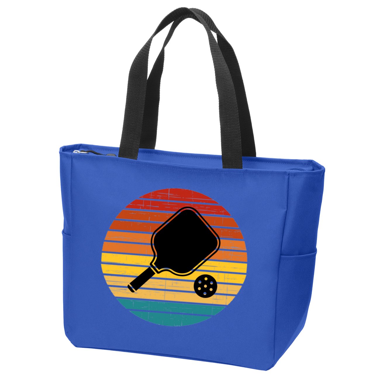 Funny Pickleball Retro Sunset Gift Zip Tote Bag