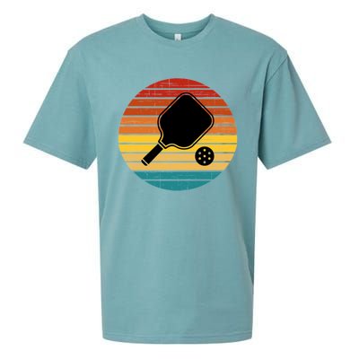 Funny Pickleball Retro Sunset Gift Sueded Cloud Jersey T-Shirt