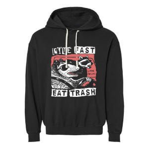 Funny Possum Raccoon Live Fast Eat Trash Cats Squad Garment-Dyed Fleece Hoodie