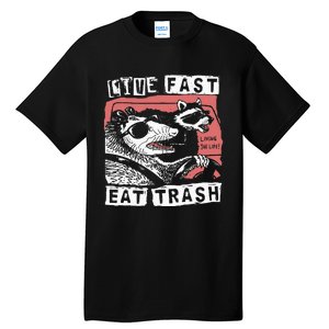 Funny Possum Raccoon Live Fast Eat Trash Cats Squad Tall T-Shirt