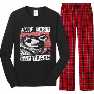 Funny Possum Raccoon Live Fast Eat Trash Cats Squad Long Sleeve Pajama Set