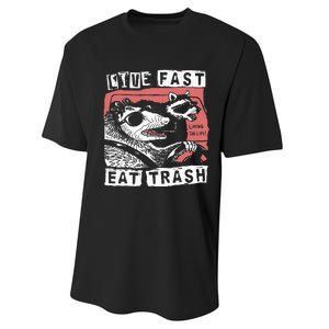 Funny Possum Raccoon Live Fast Eat Trash Cats Squad Performance Sprint T-Shirt