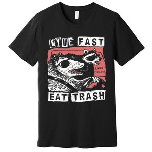 Funny Possum Raccoon Live Fast Eat Trash Cats Squad Premium T-Shirt