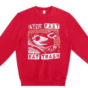 Funny Possum Raccoon Live Fast Eat Trash Cats Squad Premium Crewneck Sweatshirt