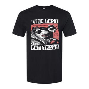 Funny Possum Raccoon Live Fast Eat Trash Cats Squad Softstyle CVC T-Shirt