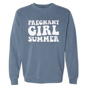 Funny Pregnancy Reveal Pregnant Girl Summer Baby Shower Garment-Dyed Sweatshirt