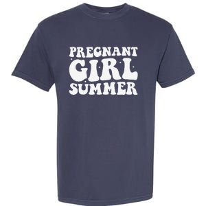 Funny Pregnancy Reveal Pregnant Girl Summer Baby Shower Garment-Dyed Heavyweight T-Shirt