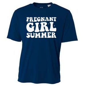 Funny Pregnancy Reveal Pregnant Girl Summer Baby Shower Cooling Performance Crew T-Shirt