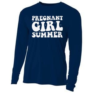 Funny Pregnancy Reveal Pregnant Girl Summer Baby Shower Cooling Performance Long Sleeve Crew