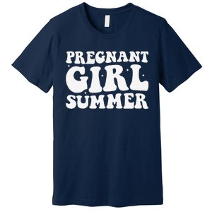 Funny Pregnancy Reveal Pregnant Girl Summer Baby Shower Premium T-Shirt