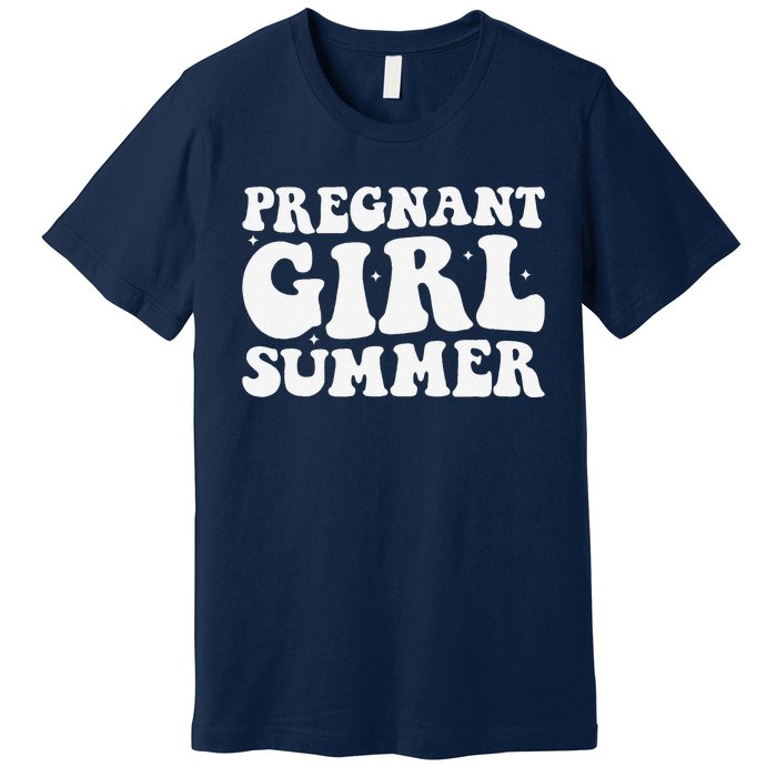 Funny Pregnancy Reveal Pregnant Girl Summer Baby Shower Premium T-Shirt