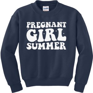 Funny Pregnancy Reveal Pregnant Girl Summer Baby Shower Kids Sweatshirt