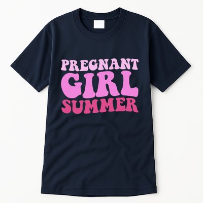 Funny Pregnancy Reveal Pregnant Girl Summer Baby Shower Tall T-Shirt