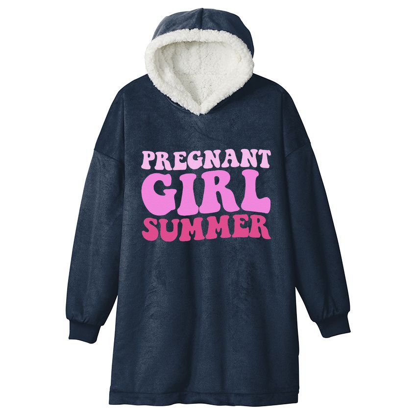 Funny Pregnancy Reveal Pregnant Girl Summer Baby Shower Hooded Wearable Blanket