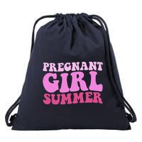 Funny Pregnancy Reveal Pregnant Girl Summer Baby Shower Drawstring Bag