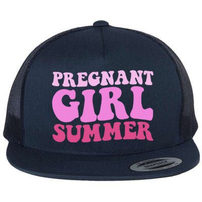 Funny Pregnancy Reveal Pregnant Girl Summer Baby Shower Flat Bill Trucker Hat