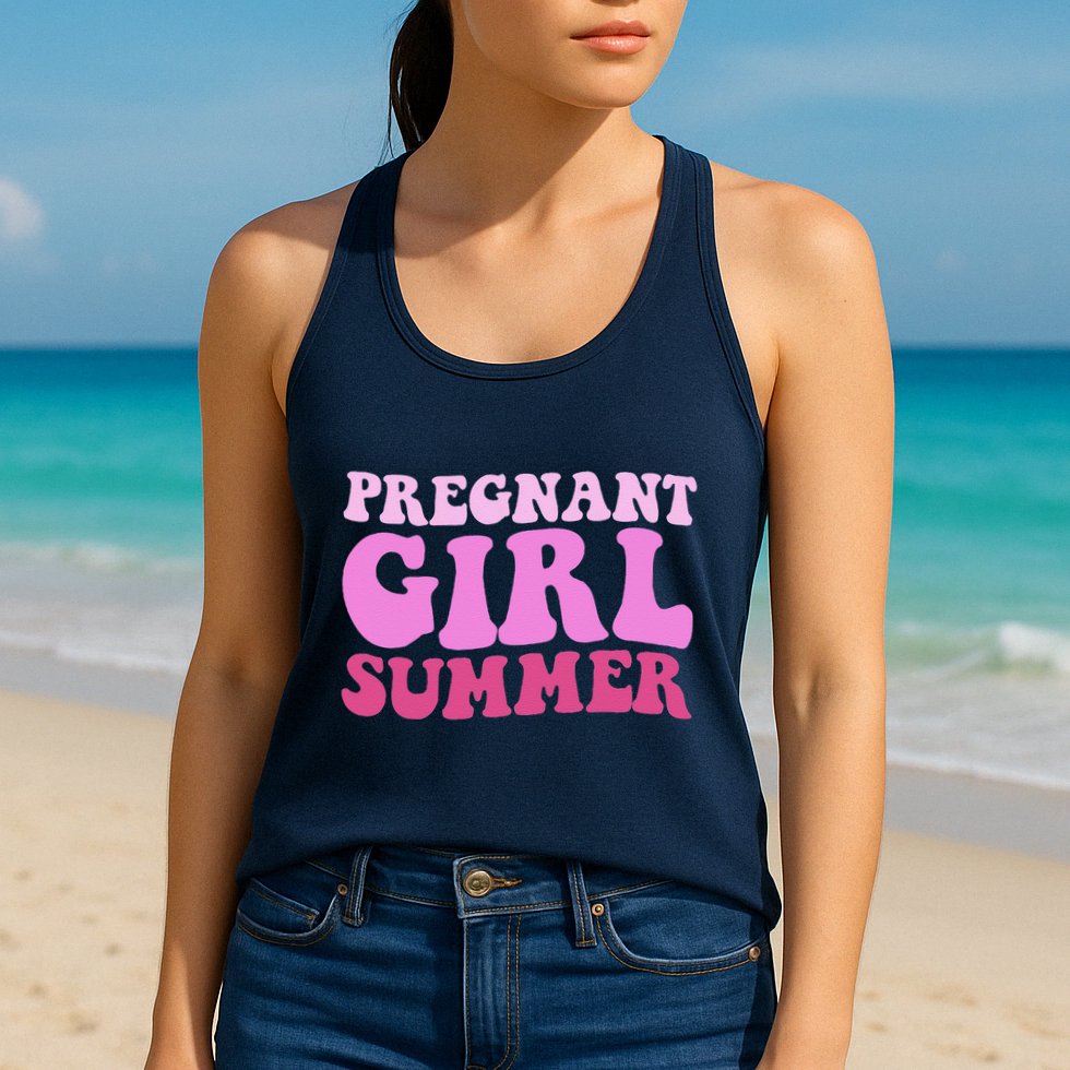 Funny Pregnancy Reveal Pregnant Girl Summer Baby Shower Womens Tank Top