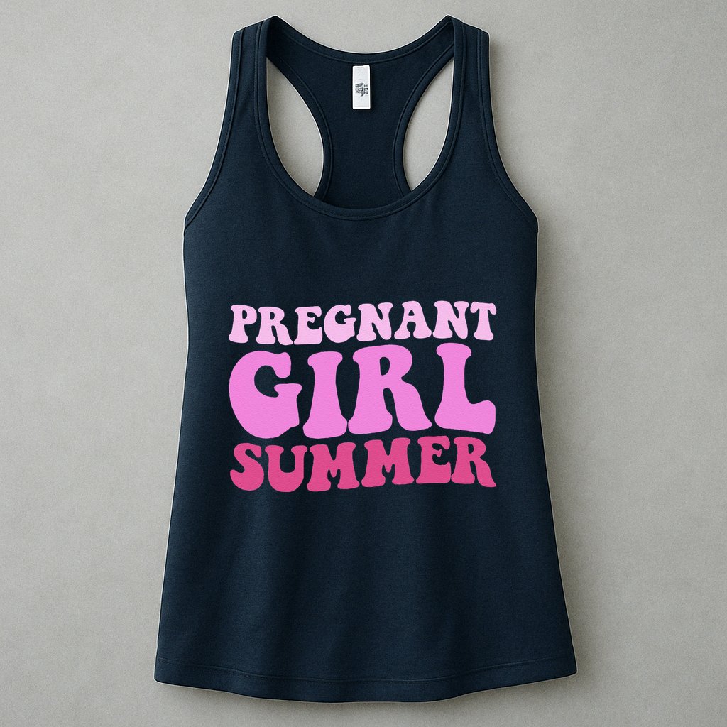 Funny Pregnancy Reveal Pregnant Girl Summer Baby Shower Womens Tank Top