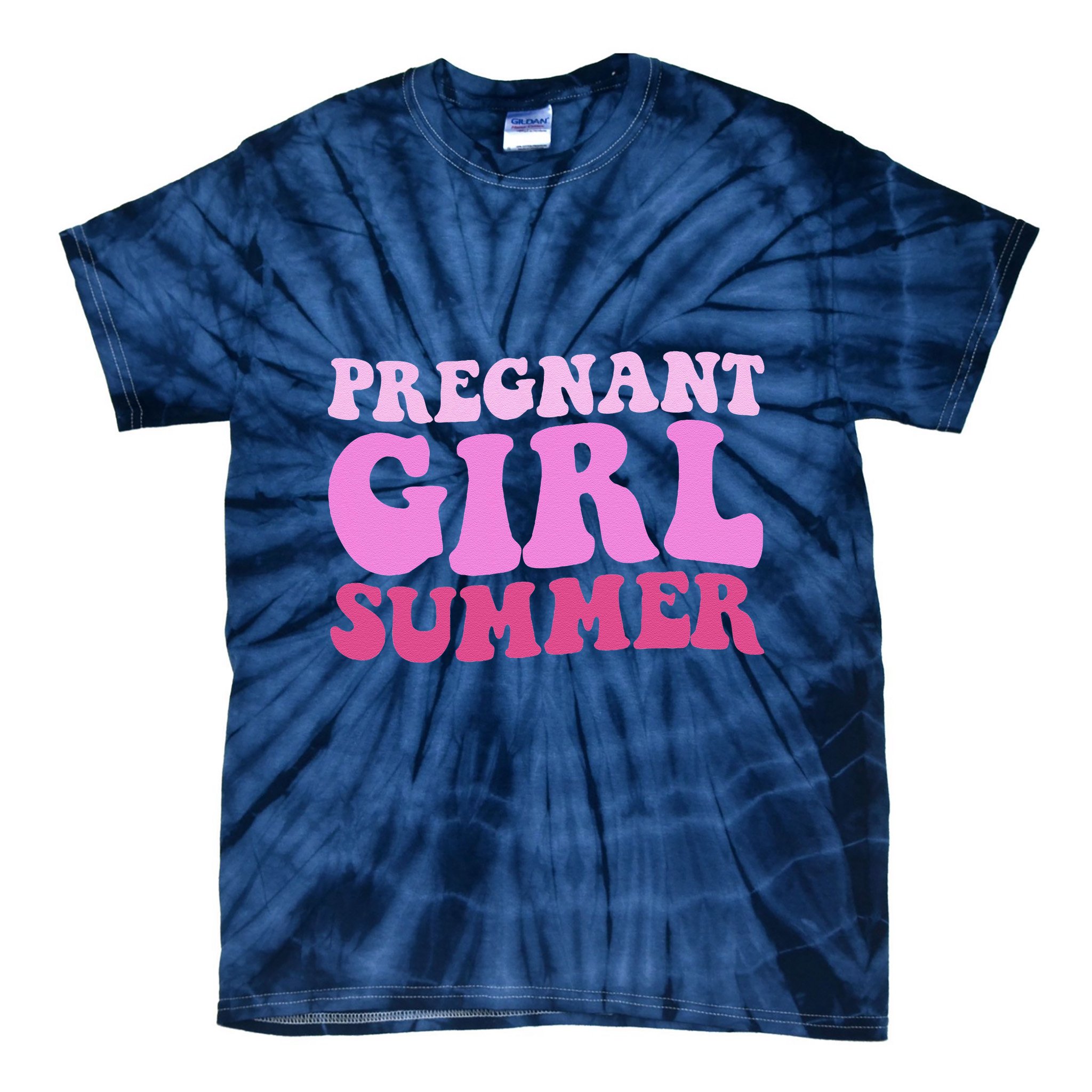 Funny Pregnancy Reveal Pregnant Girl Summer Baby Shower Tie-Dye T-Shirt