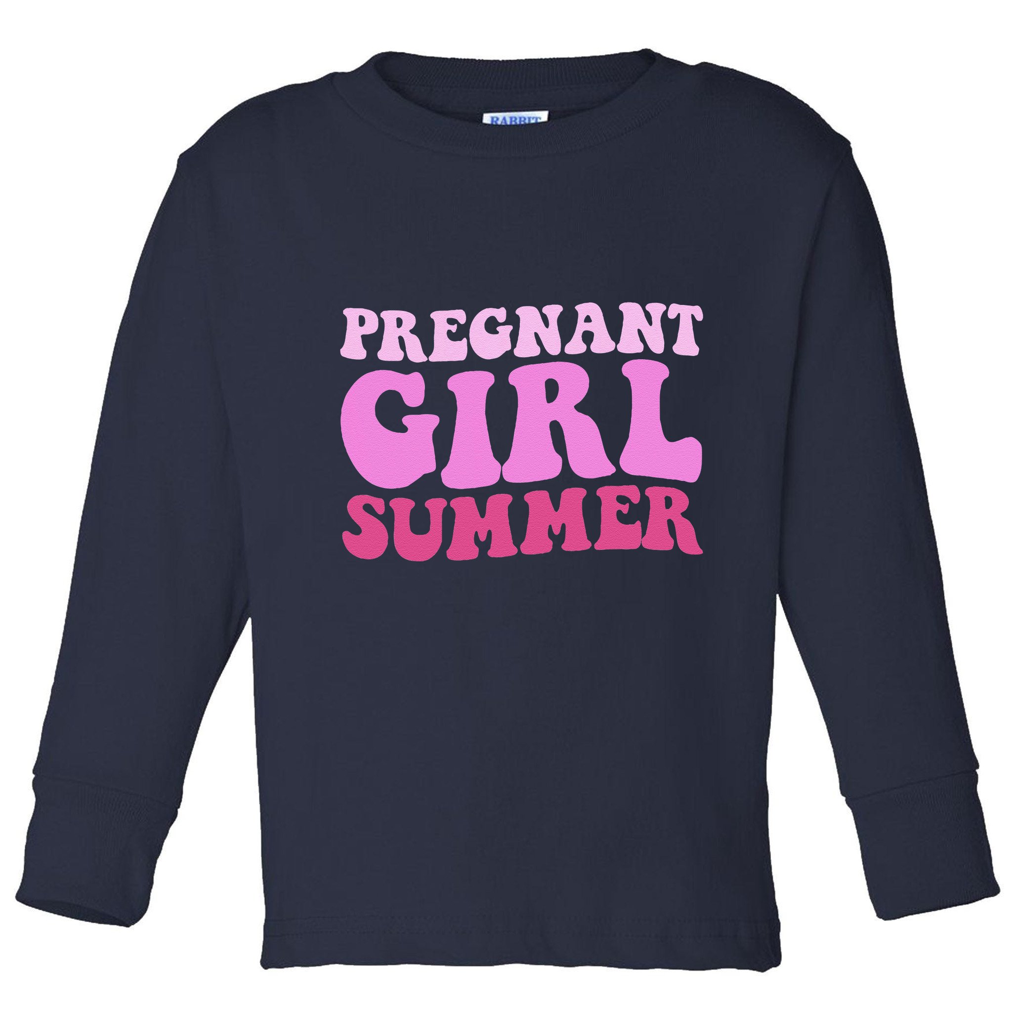 Funny Pregnancy Reveal Pregnant Girl Summer Baby Shower Toddler Long Sleeve Shirt