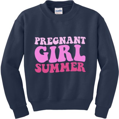 Funny Pregnancy Reveal Pregnant Girl Summer Baby Shower Kids Sweatshirt