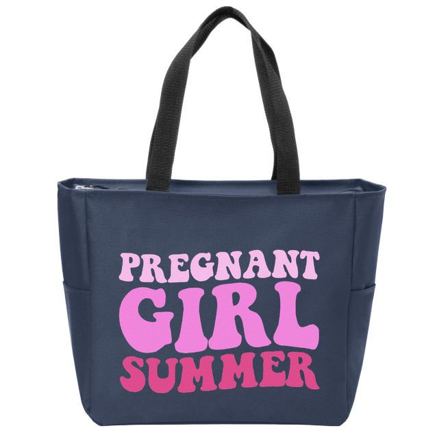 Funny Pregnancy Reveal Pregnant Girl Summer Baby Shower Zip Tote Bag