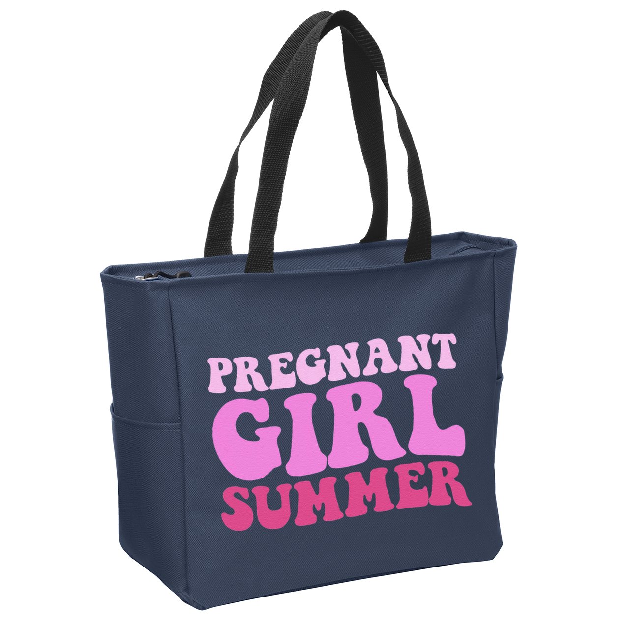 Funny Pregnancy Reveal Pregnant Girl Summer Baby Shower Zip Tote Bag