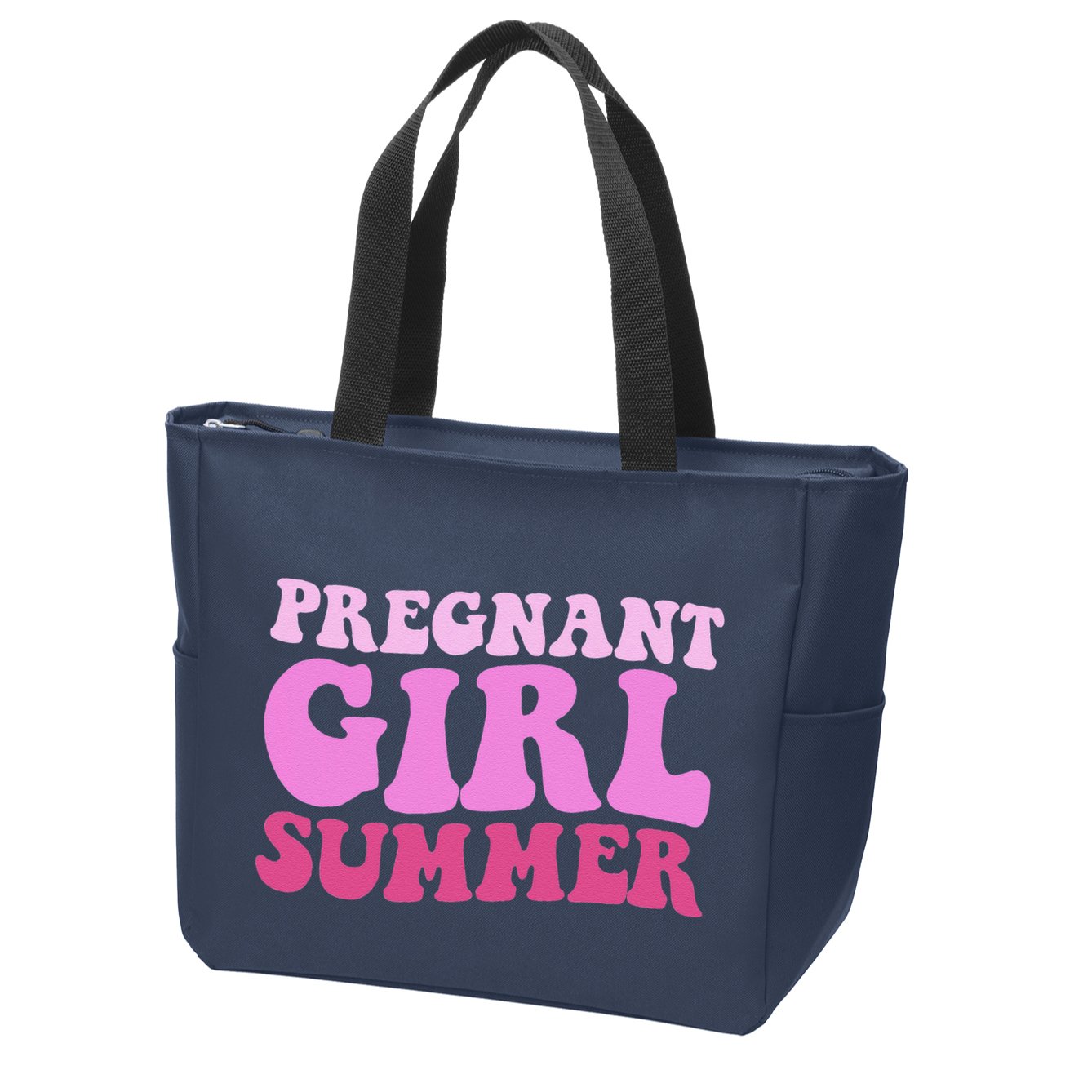 Funny Pregnancy Reveal Pregnant Girl Summer Baby Shower Zip Tote Bag