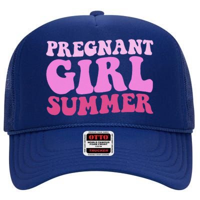 Funny Pregnancy Reveal Pregnant Girl Summer Baby Shower High Crown Mesh Back Trucker Hat