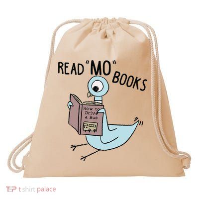 Funny Pigeon Read Mo Books Drawstring Bag