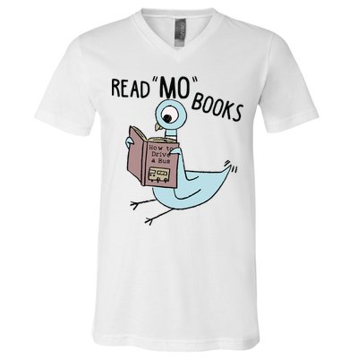 Funny Pigeon Read Mo Books V-Neck T-Shirt
