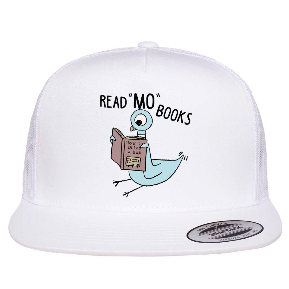 Funny Pigeon Read Mo Books Flat Bill Trucker Hat