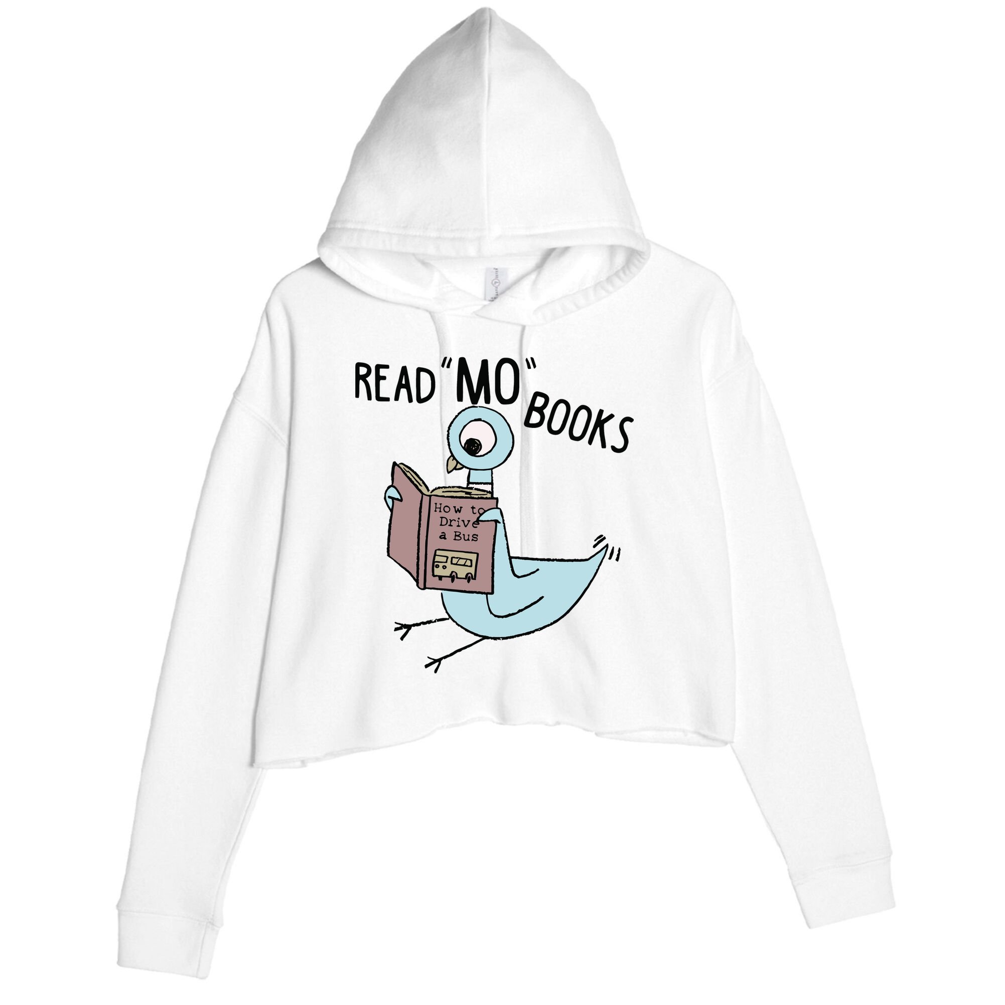 Funny Pigeon Read Mo Books Crop Fleece Hoodie
