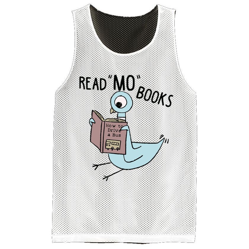 Funny Pigeon Read Mo Books Mesh Reversible Basketball Jersey Tank