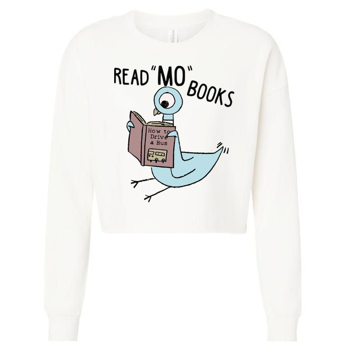 Funny Pigeon Read Mo Books Cropped Pullover Crew