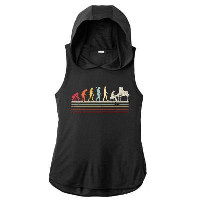 Funny Piano Retro Vintage Evolution Of Man Ladies PosiCharge Tri-Blend Wicking Draft Hoodie Tank