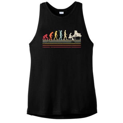 Funny Piano Retro Vintage Evolution Of Man Ladies PosiCharge Tri-Blend Wicking Tank