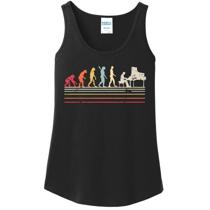 Funny Piano Retro Vintage Evolution Of Man Ladies Essential Tank