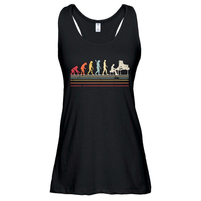 Funny Piano Retro Vintage Evolution Of Man Ladies Essential Flowy Tank