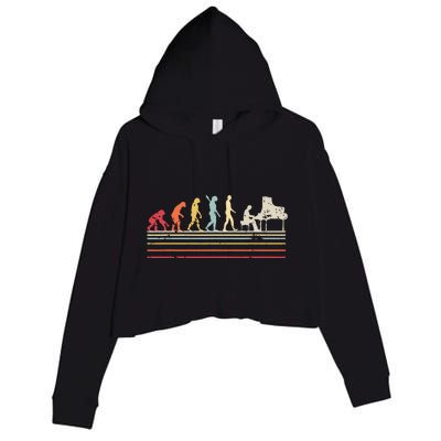 Funny Piano Retro Vintage Evolution Of Man Crop Fleece Hoodie