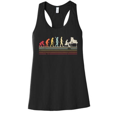 Funny Piano Retro Vintage Evolution Of Man Women's Racerback Tank