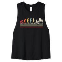 Funny Piano Retro Vintage Evolution Of Man Women's Racerback Cropped Tank