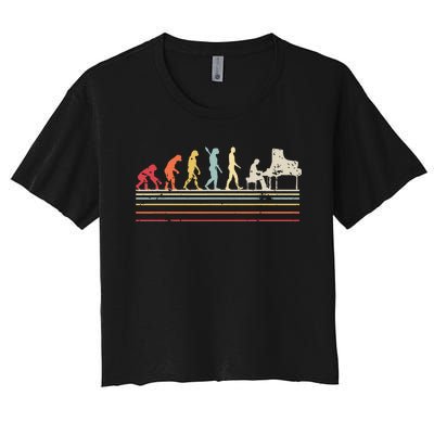 Funny Piano Retro Vintage Evolution Of Man Women's Crop Top Tee