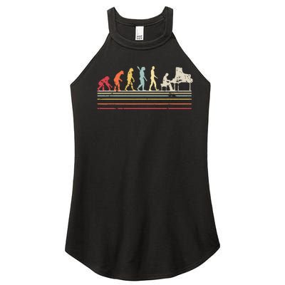 Funny Piano Retro Vintage Evolution Of Man Women's Perfect Tri Rocker Tank