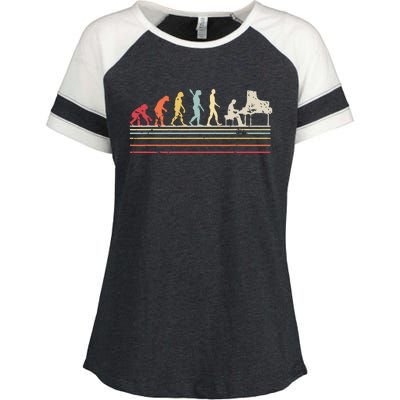 Funny Piano Retro Vintage Evolution Of Man Enza Ladies Jersey Colorblock Tee