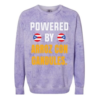 Funny Puerto Rico Flag Powered By Arroz Con Gandules Colorblast Crewneck Sweatshirt